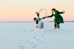Wipe out on Lake Mendota Engagement Session